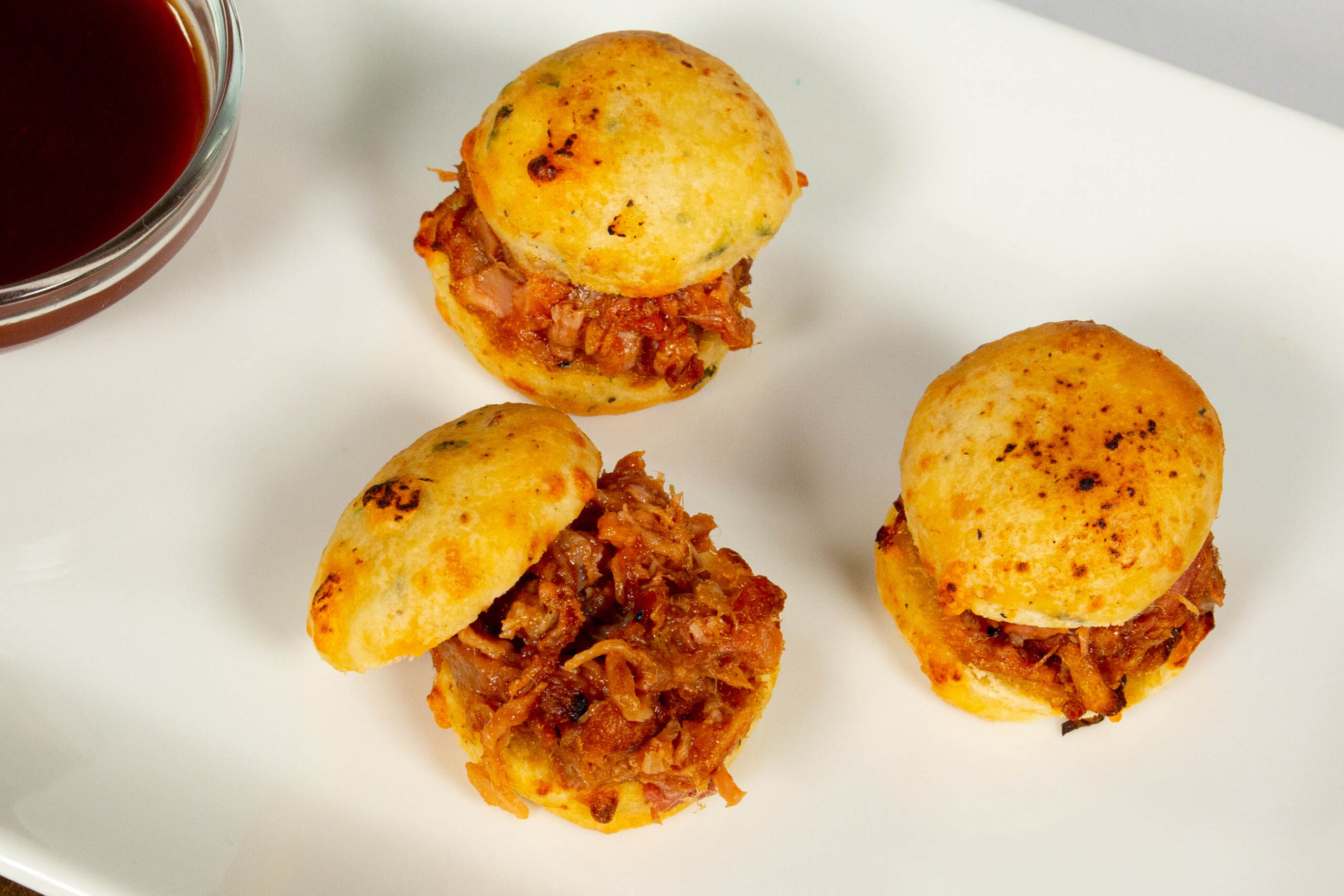 Mini BBQ Pork Cheddar Biscuit Slider Azoria Foods