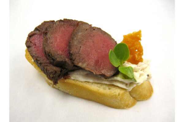 Beef - Espresso Seared on Garlic Crostini