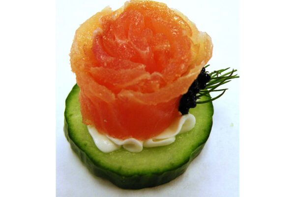 Gluten Free- Smoked Salmon Rose on Cucumber