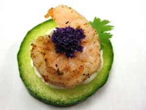 Shrimp – Jamaican Spiced on Cucumber Round